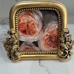 Elegant Gold Photo Frame with Floral Design Nicole miller